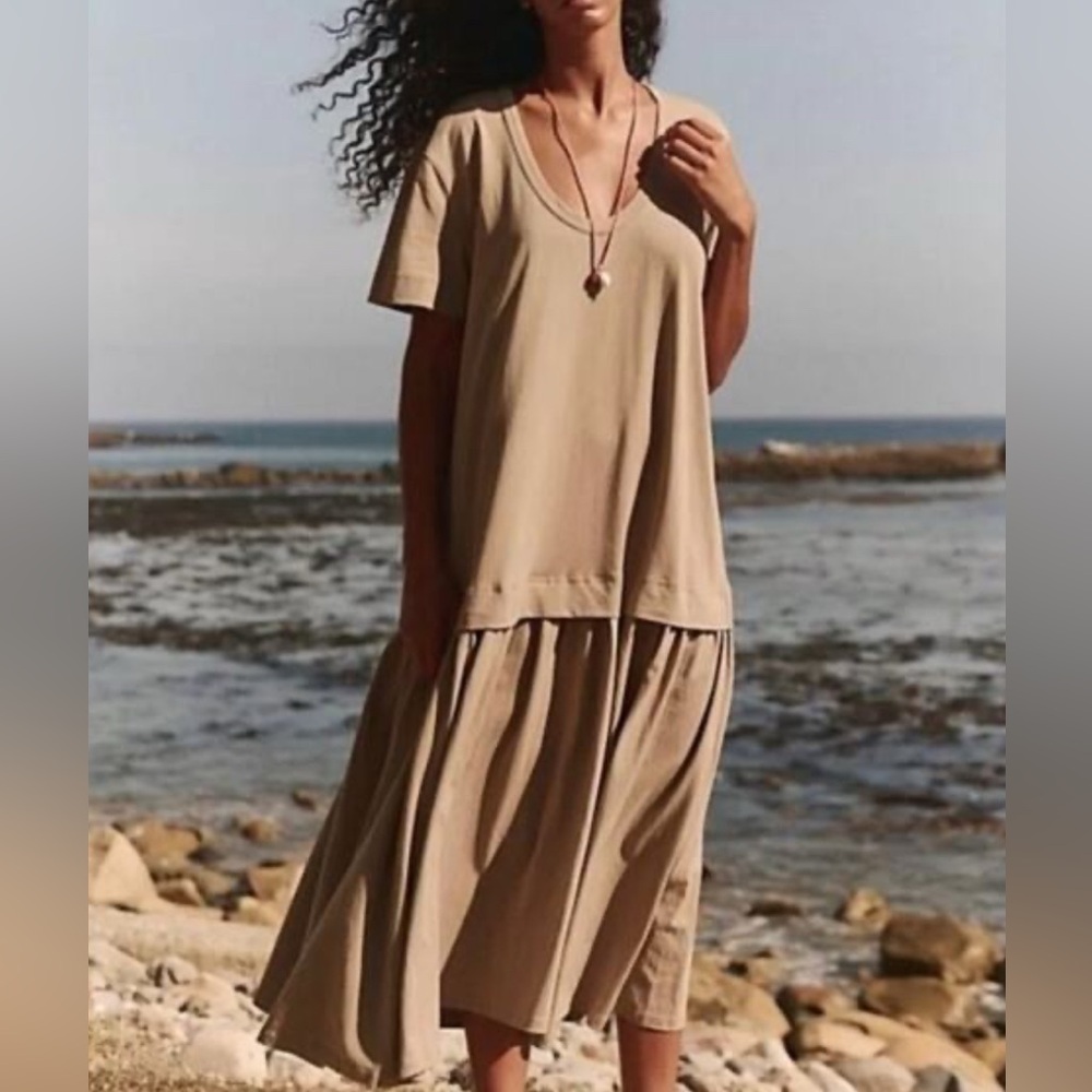 Free People Beach Herron Drop- Waist Maxi Dress Size Small Treehouse Green. NWOT